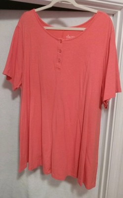 D & Co Essentials Plus 3X Top Orange Front Pocket Short Sleeve 