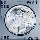 1924 P BU GEM PEACE SILVER DOLLAR UNC MS+++ U.S. MINT RARE COIN 8612