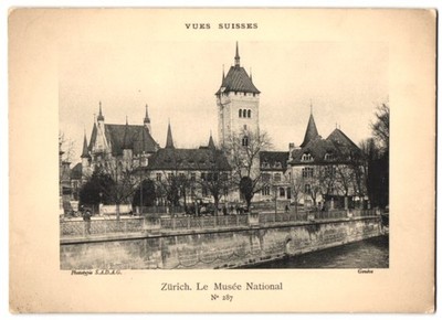 Fotografie Lichtdruck S.A.D.A.G., Genf, Ansicht Zürich, La Musee National, Blic 