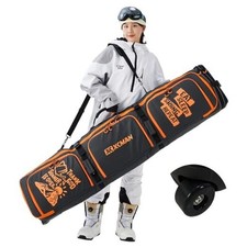 Roller Snowboard Bag With Wheels 63-75Inch Adjustable Length Padded Dark Grey