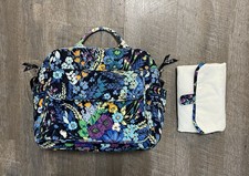 Vera Bradley Diaper Bag Vibrant Midnight Blues Floral Quilted With Changing Pad