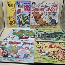 Walt Disney Land Record And Book Lot Of 7 Winnie The Pooh And More