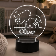 Personalized Elephant LED Night Light Custom Name Baby Nursery Gift Lamp