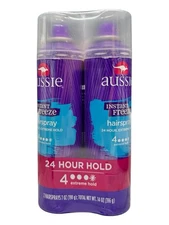 (2) Aussie Instant Freeze Extreme Hold 4 Hairspray Original Jojoba Oil Sea Kelp