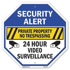 Security Alert Private Property N Octagon Sign Weather Resistant Made in the USA