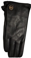 Michael Kors NWT Women s Touch Tip Black Leather Logo Gloves Sz L Or XL MSRP 98