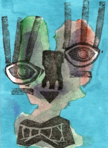 ACEO Original Art - Lashes - Ooak surreal expressionism card by Kiefer Moore