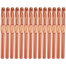 Crochet Hook Set, 14Pcs 12mm Aluminum Ergonomic Crochet Needle Brown