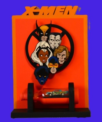 X-Men 3D Hand Crafted Wooden Wall Hanging Artwork with 1/64 X-Men Hot Wheel