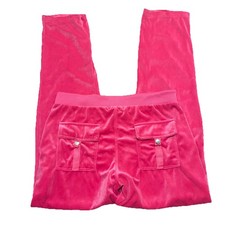 Pink Velour Women's Tracksuit Set M Jogger Drawstring Waist Back Pockets y2k