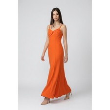 Adrianna Papell Neon Tangr Pleated Mermaid Gown Dress AP1E207413 Orange 8