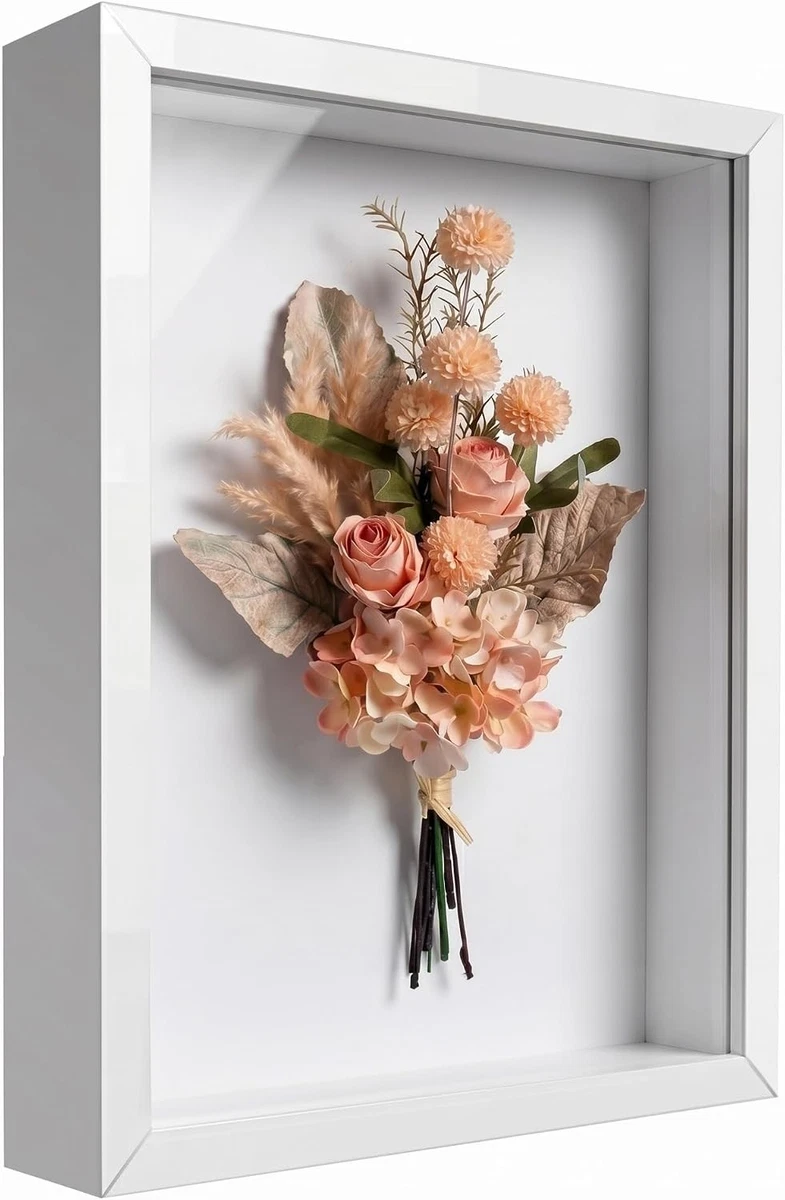 Bilderrahmen 3D A4 Weiß mit Plexiglas für Fotos & DIY-Kunst 20-29 cm
