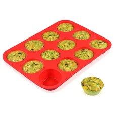 12 Cups Silicone Muffin Pan - Nonstick Cupcake Pan 1 Pack Regular Size Silicone