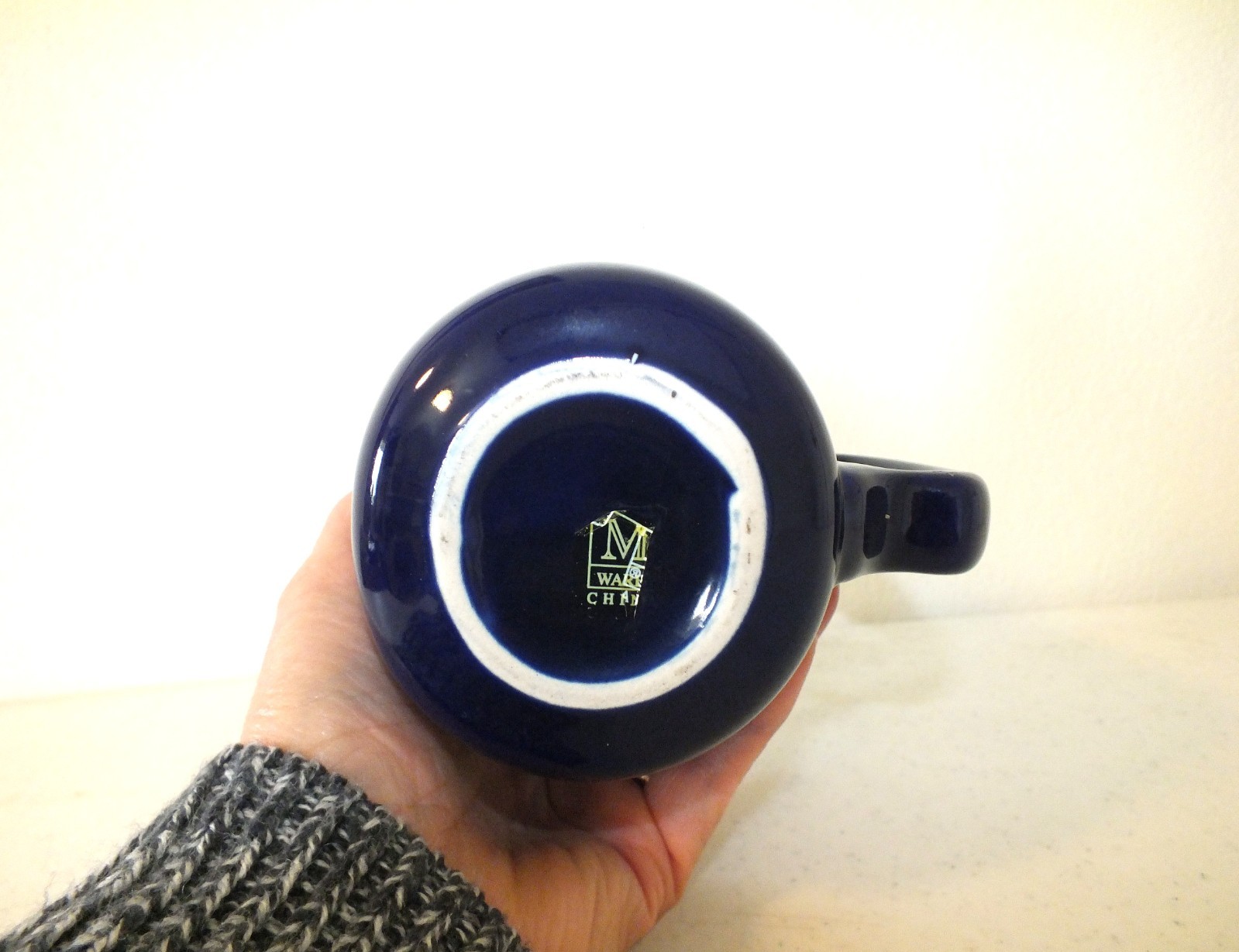 M- Ware Sun and Moon Face Blue and White Coffee Mug