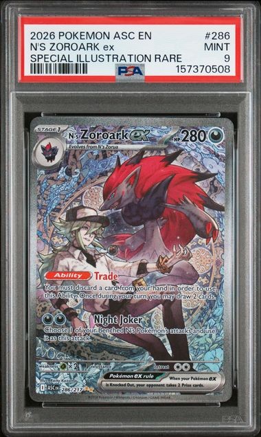N'S ZOROARK EX Ascended Heroes Special Illustration Rare #286 PSA 9 Pokemon