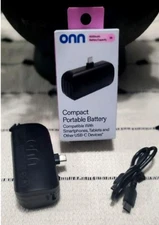 Onn Compact Portable Battery  works With Smartphones, Tablets And USB-C Devices