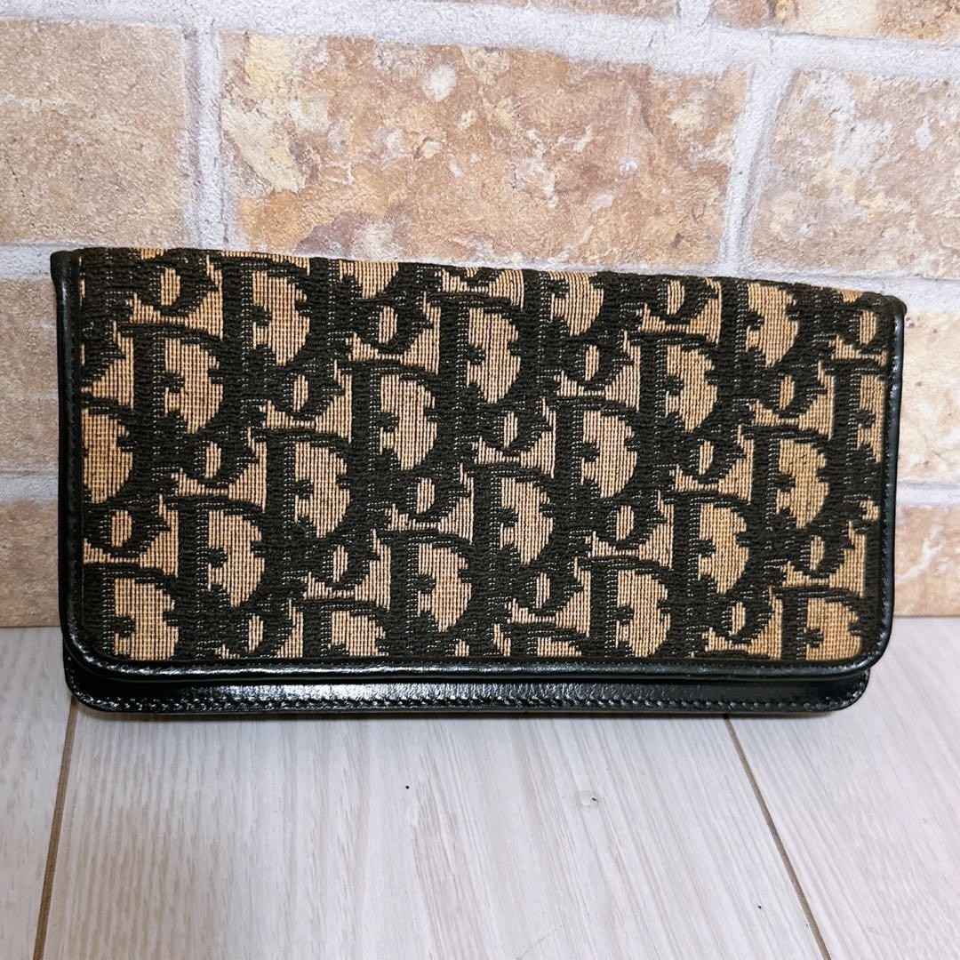 Christian Dior Trotter Bifold Wallet Brown Canvas Long MWa0410 Rare