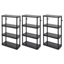 Black 4-Tier Fixed Height Ventilated Shelving Unit (3 Pack) (32 In. W X 54.5 In.