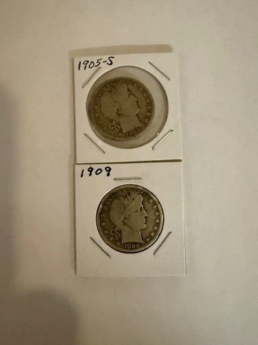 Barber Silver Half Dollars 1905-S & 1909