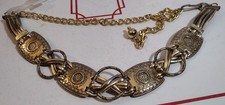 Womens 90s Gold Tone w Metallic Piping Chunky Dress Chain Small Dame Vintage