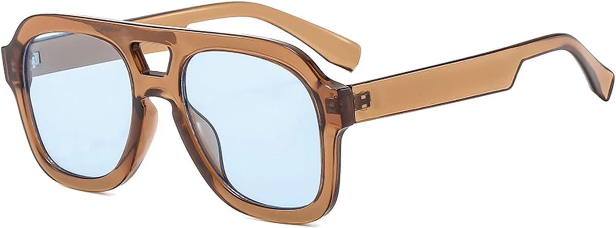 Sunglasses Vintage Vintage Sonnenbrille In Übergröße - Goldenes Rundgestell Mit Honiglinsen Für Retro-Look Sonnenbrille Gold - Foto 11