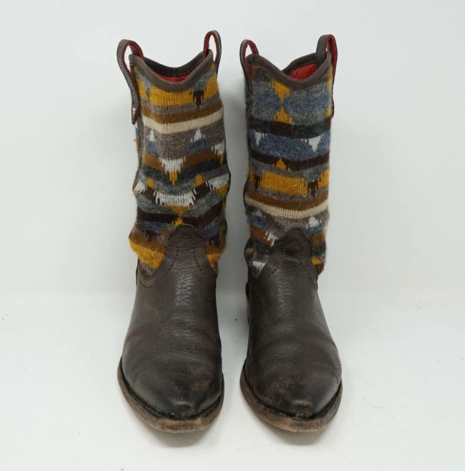 Botas de Vaquero Trask Cuero Marrón Azteca Suroeste Tejidas Mujeres EE. UU. 7 Foto 4 de 4