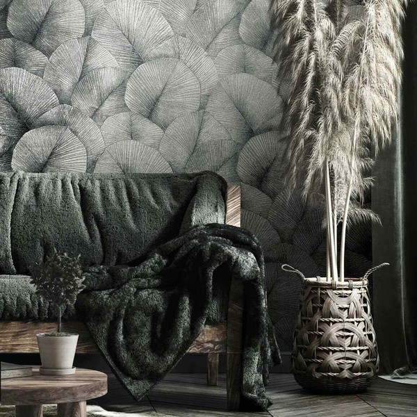 Vliestapete 3D-Effekt Blattmuster Struktur Silber Metallic 34514 (5,58€/1Qm)-image
