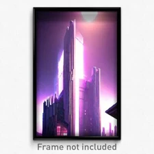 Pixel Art Poster - Agile Futuristic Architecture (8 Bit Video Game Print)