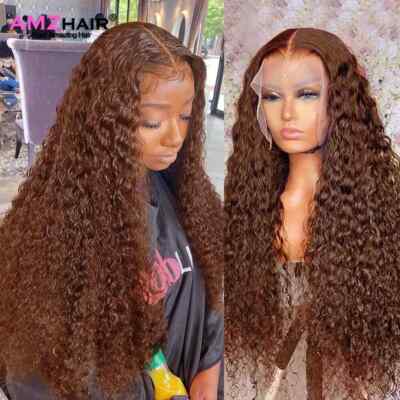 Chocolate Brown Kinky Curly 13x6 Hd Lace Front Wig Curly Brown Human Hair Wig
