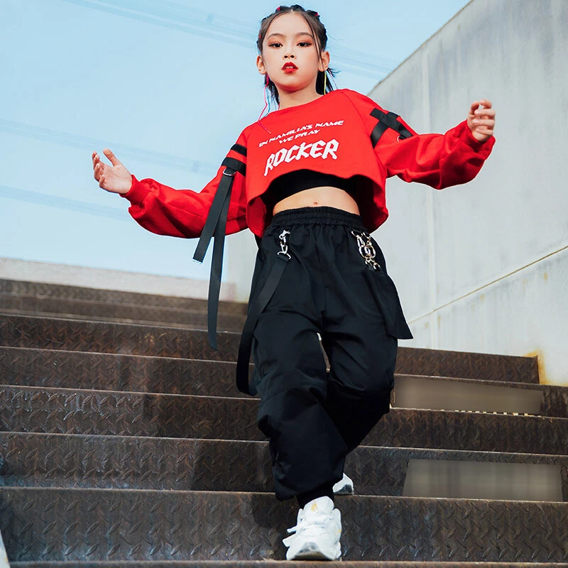 Jazz Dance Costumes Hip Hop Kids Long Sleeve Hooded Top Vest Pants Girls  Hiphop Clothes Street Dance Stage Show Wear DNV10416 - Price history &  Review | AliExpress Seller - Dancing Noe