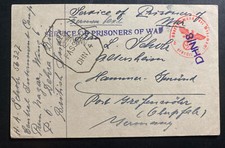 1944 Dehra Dun India POW Prisoner Of War Camp Postcard Cover to Hammer Germany