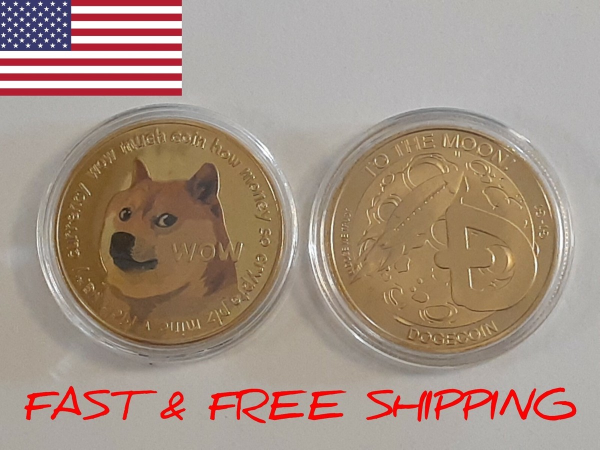 1Pcs Gold Dogecoin Coins Commemorative 2021 New Collectors Gold Plated Doge  Coin