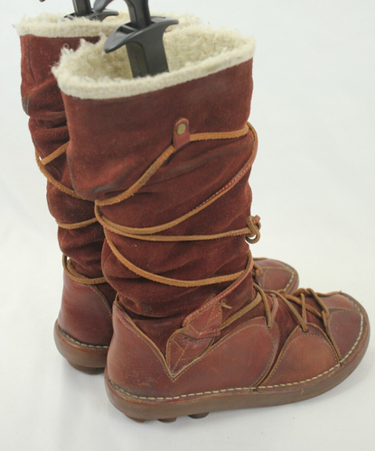 EL NATURALISTA UNIQUE MOCCASIN RED/ BROWN LEATHER BOOTS SIZE 6.5 US VGC! - Picture 5 of 9