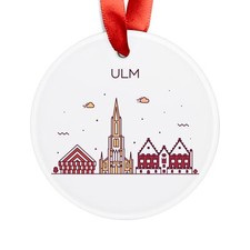 ULM GERMANY Skyline, German Travel, Personalized Round Acrylic Ornament Gift