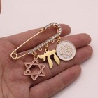 Jewish Baby Gold Stroller Pin With Chai, Star Of David, And Prayer — photo 3