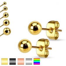 Pair of Stainless Steel Polished Hollow Ball End Post Stud Earrings