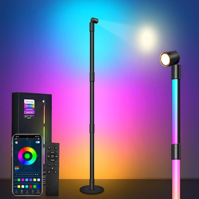 53'' Modern RGBIC LED Corner Floor Lamp Music Sync Color Changing Standing Lights