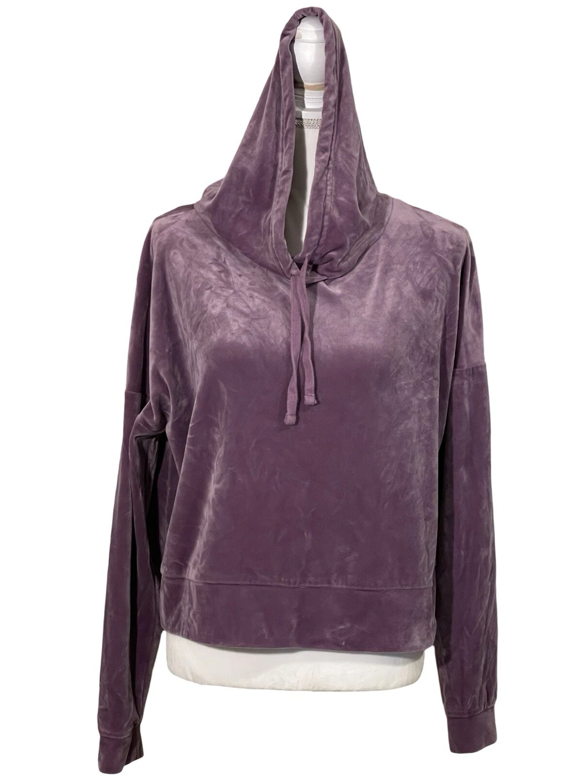 SO Long Sleeve Purple Velour Pullover Drawstring Hoodie Women’s Size XL