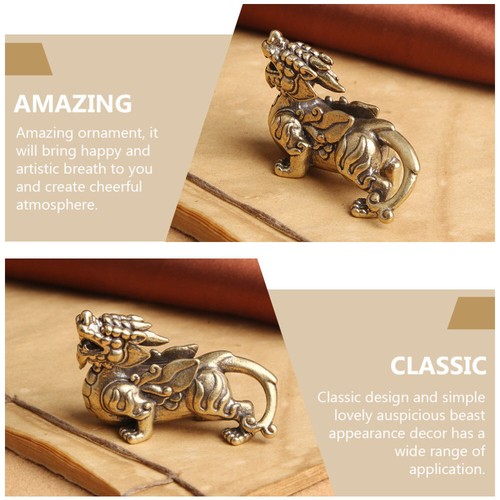 2PCS Vintage Style Kylin Craft Auspicious Beast Artware Decorative Ornament New - Afbeelding 5 van 12