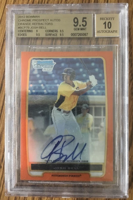 2012 BOWMAN CHROME ORANGE REFRACTOR AUTO JOSH BELL BGS 9.5 W 10 AUTO
