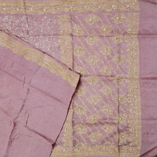 Vintage Pink Sarees 100 Pure Silk Woven Hand Embroidered Sari 5YD Craft Fabric