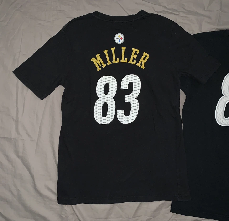 Pittsburgh Steelers YXL Lote 2 piezas camisetas negras MILLER 83 y WARD 86 NFL Reebok Foto 4 de 4