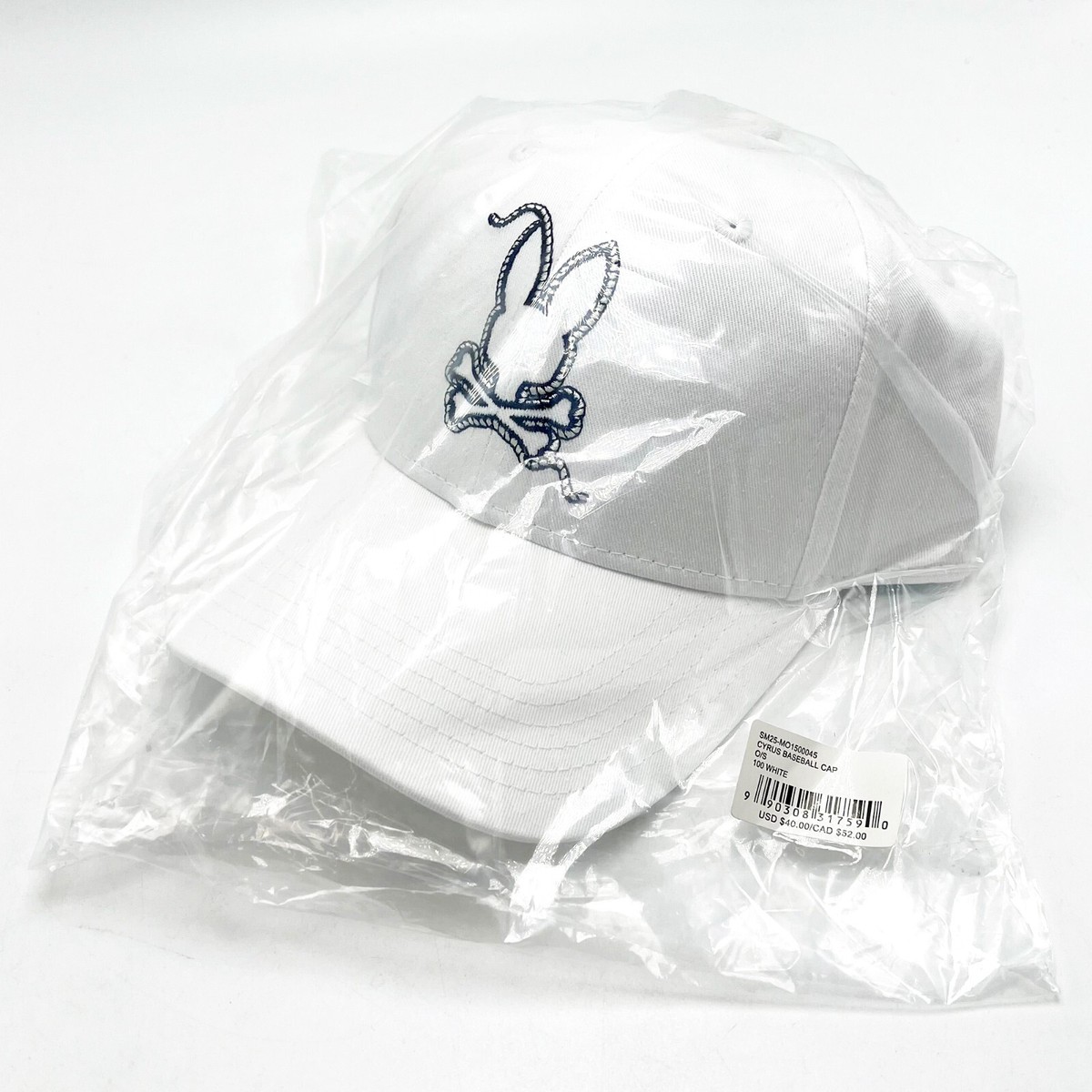 Psycho Bunny Men's Cotton Sunbleached Cap - White, One Size