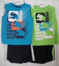 PUMA NWT Boys 2PC Set Top Shirt Shorts Muscle Cotton Polyester 2 2T 3 3T 4 4T 5