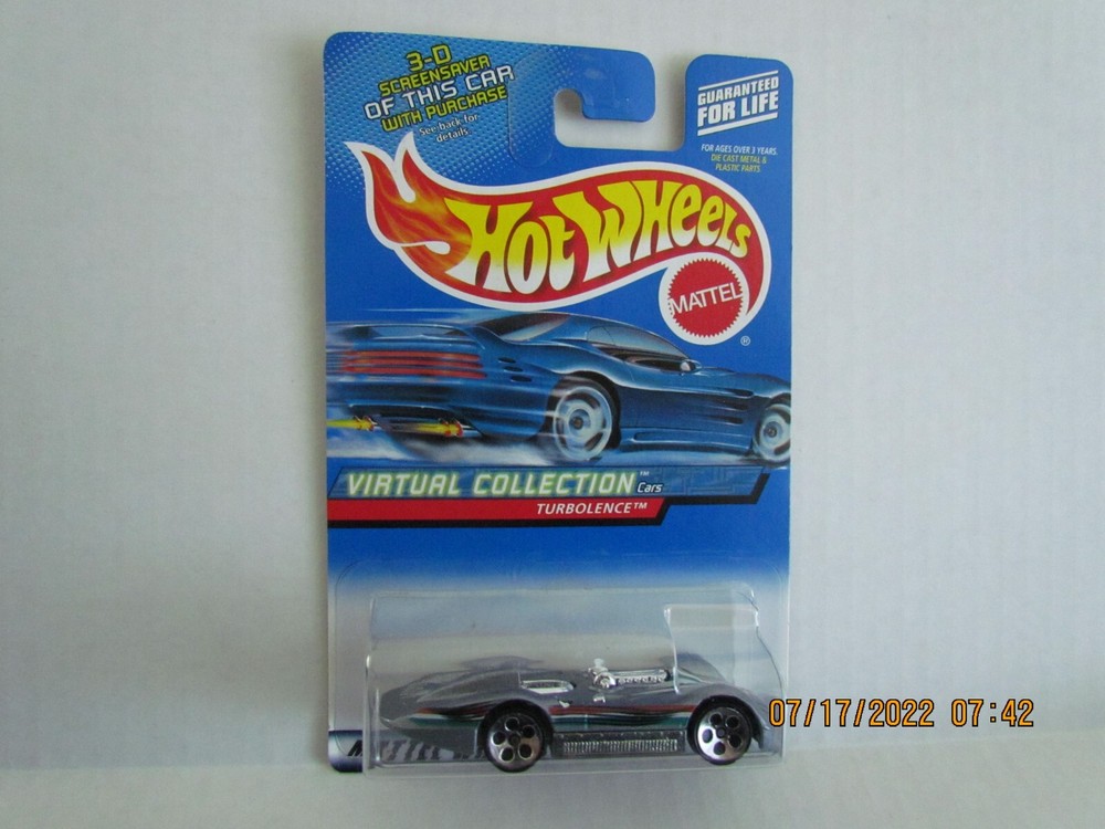 Hot Wheels 2000 VIRTUAL COLLECTION TURBOLENCE GRAY RACE CAR METAL BASE Cars B-U