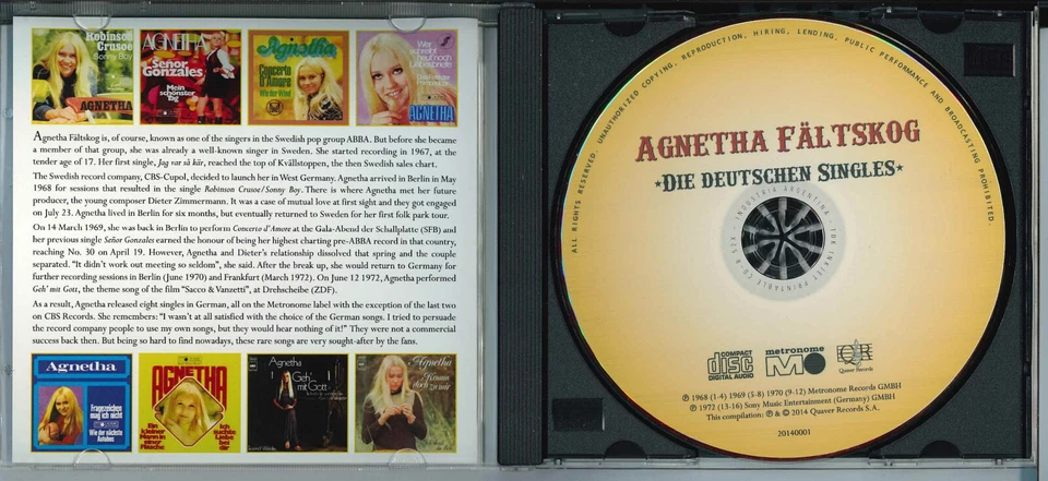 Agnetha Fältskog (ABBA) - Die deutschen Singles 1968-1972 (CD, German Songs) - Bild 4 von 4