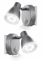2Er Set Trango Led 230V Nachtlicht Silber Bewegungsmelder Automatik 2635-024