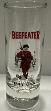 Beefeater London - Dry Gin Double Shot Glass - 4” Tall - Red Black Logo - EUC