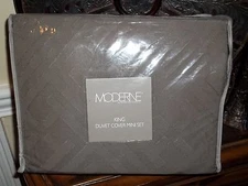 NIP Noble Excellence Moderne Triton Taupe King Duvet Cover & Shams Set 3pc