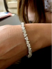 5Ct Heart Cut Lab-Created Moissanite Women's Bracelet 14k White Gold Plated